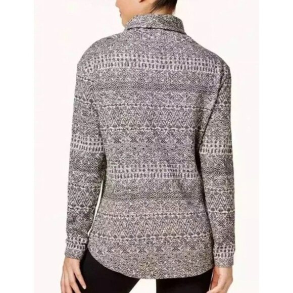 Columbia Womens Fair Isle Pattern Cowl Neck Sweater Size Medium Gray - Picture 6 of 14